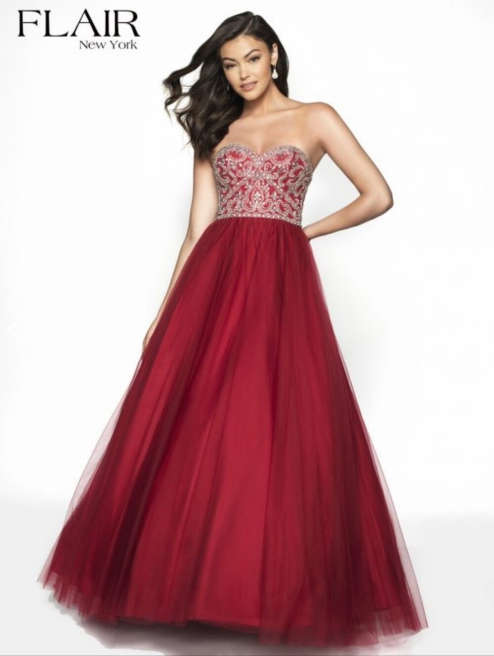 Flair New York Strapless Embellished Ball Gown